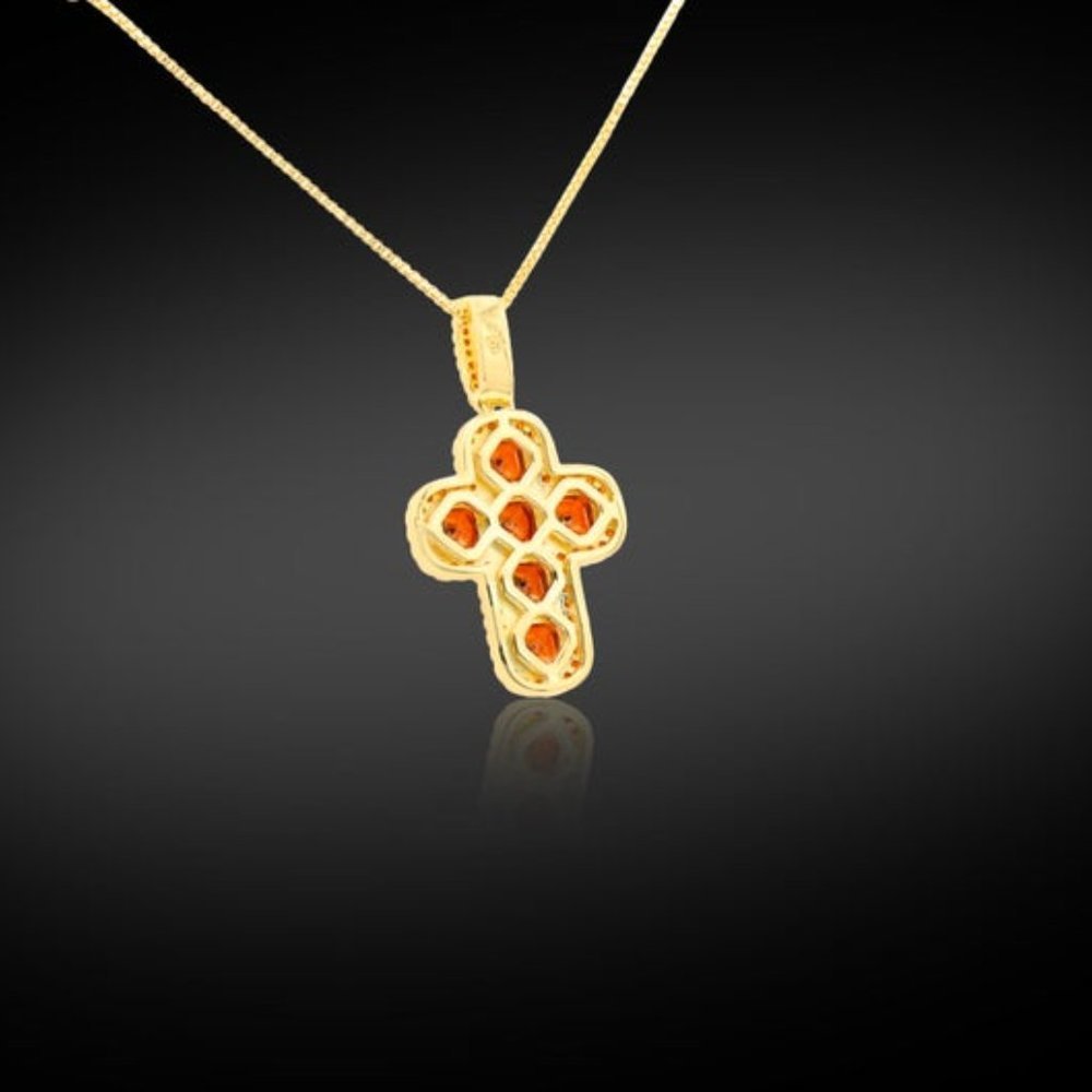 Diamond Cross Pendant - Gemstone - Ruby Cross - Picture 3 of 4